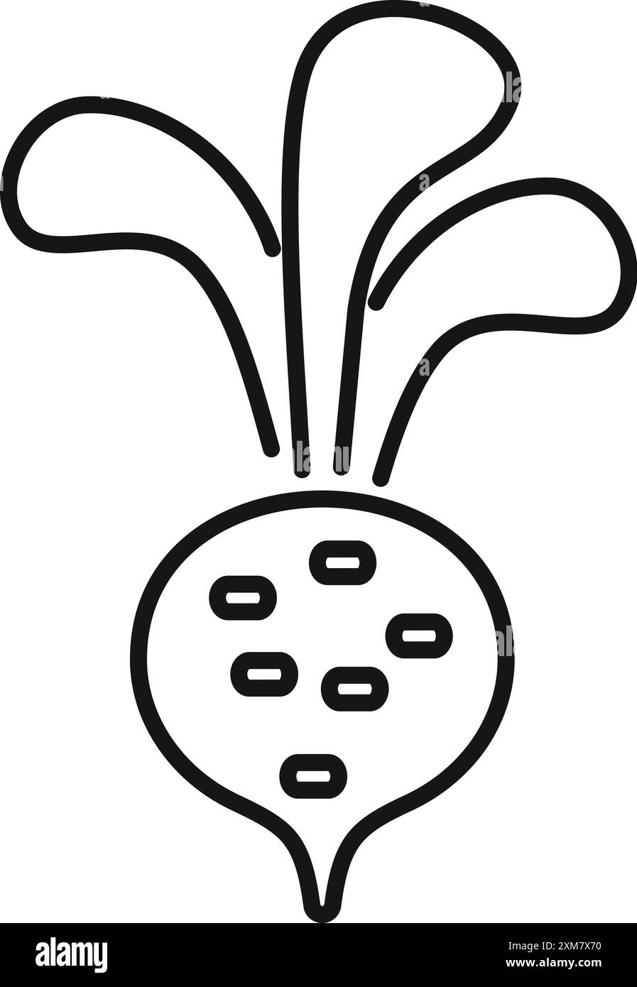 Einfache, aber auffällige schwarz-weiße Strichgrafik-Ikone einer Roten Bete, perfekt für die Förderung gesunder Ernährung und Bio-Produkte Stock Vektor