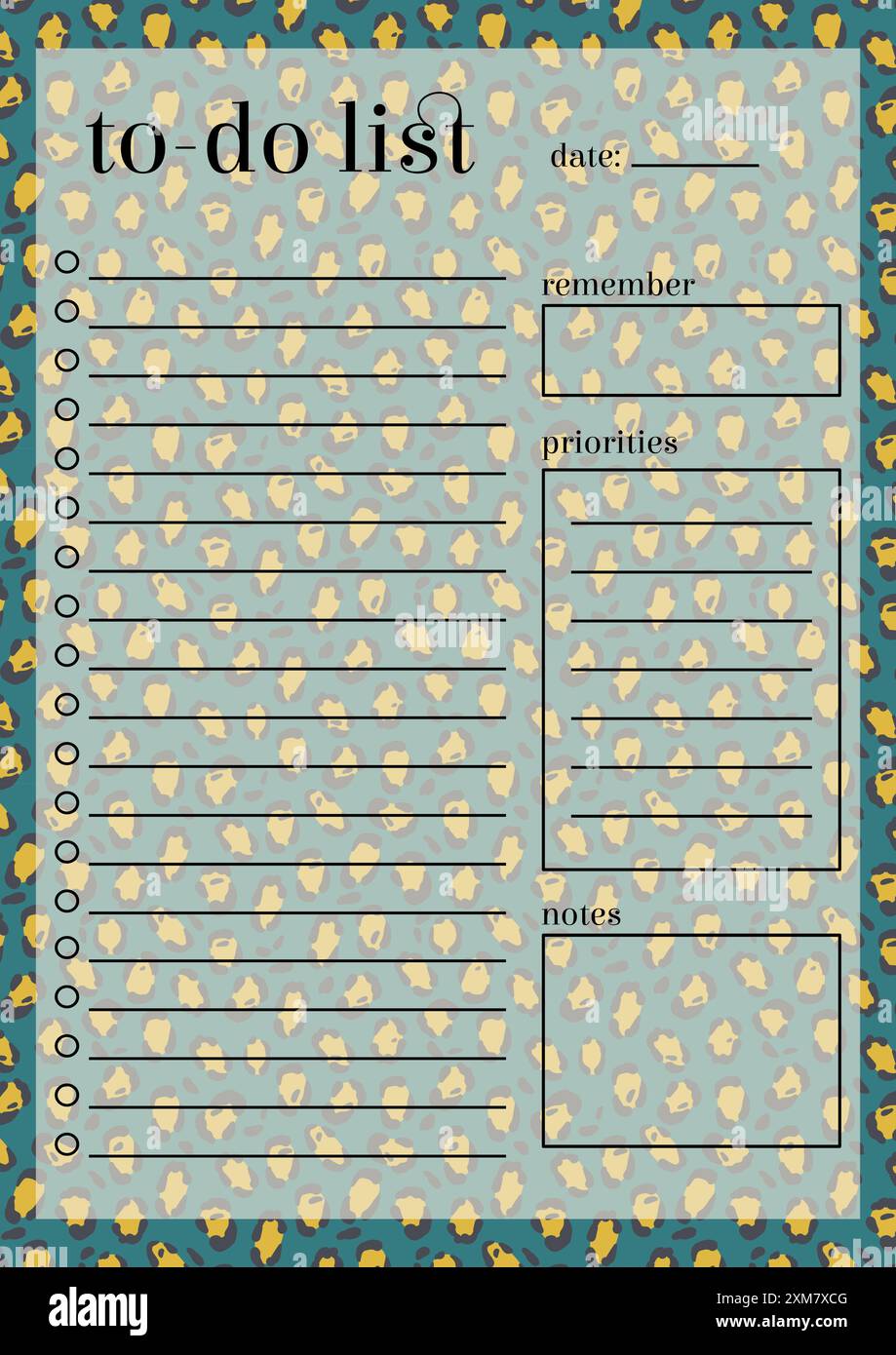 To-do-Liste - niedliche Tierdruck-Vektorvorlage. Daily Planer Worksheet Doodle Pattern Stock Vektor