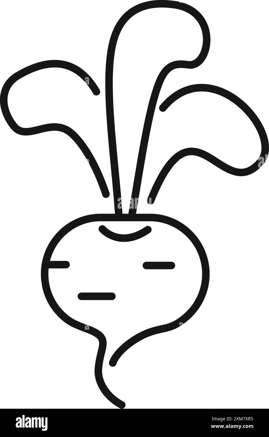 Einfaches schwarz-weißes Symbol einer Roten Bete, die mit Blättern wächst, ideal für Websites oder Apps über gesunde Ernährung Stock Vektor