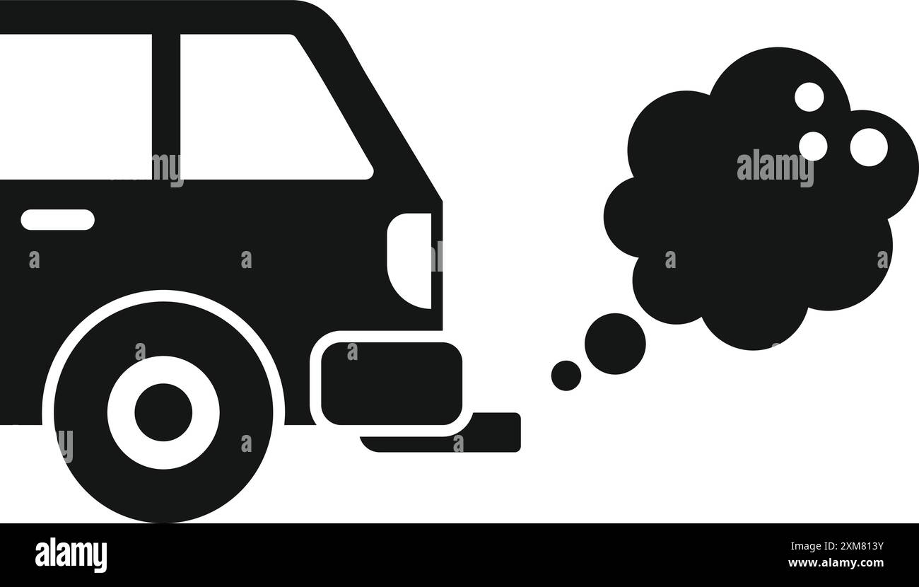 Einfaches Symbol eines Autos, das Abgasemissionen ausstößt und die Luftverschmutzung symbolisiert Stock Vektor