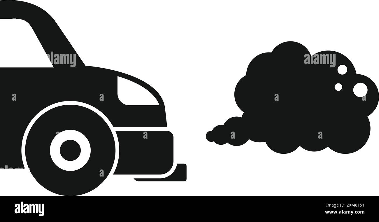 Einfaches Symbol für ein Fahrzeug, das Abgase abgibt und die Luftverschmutzung darstellt Stock Vektor