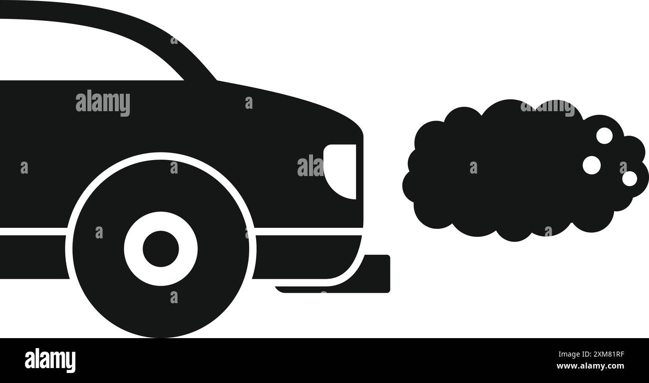 Einfaches Symbol eines Autos, das Abgasemissionen ausstößt und die Luftverschmutzung symbolisiert Stock Vektor