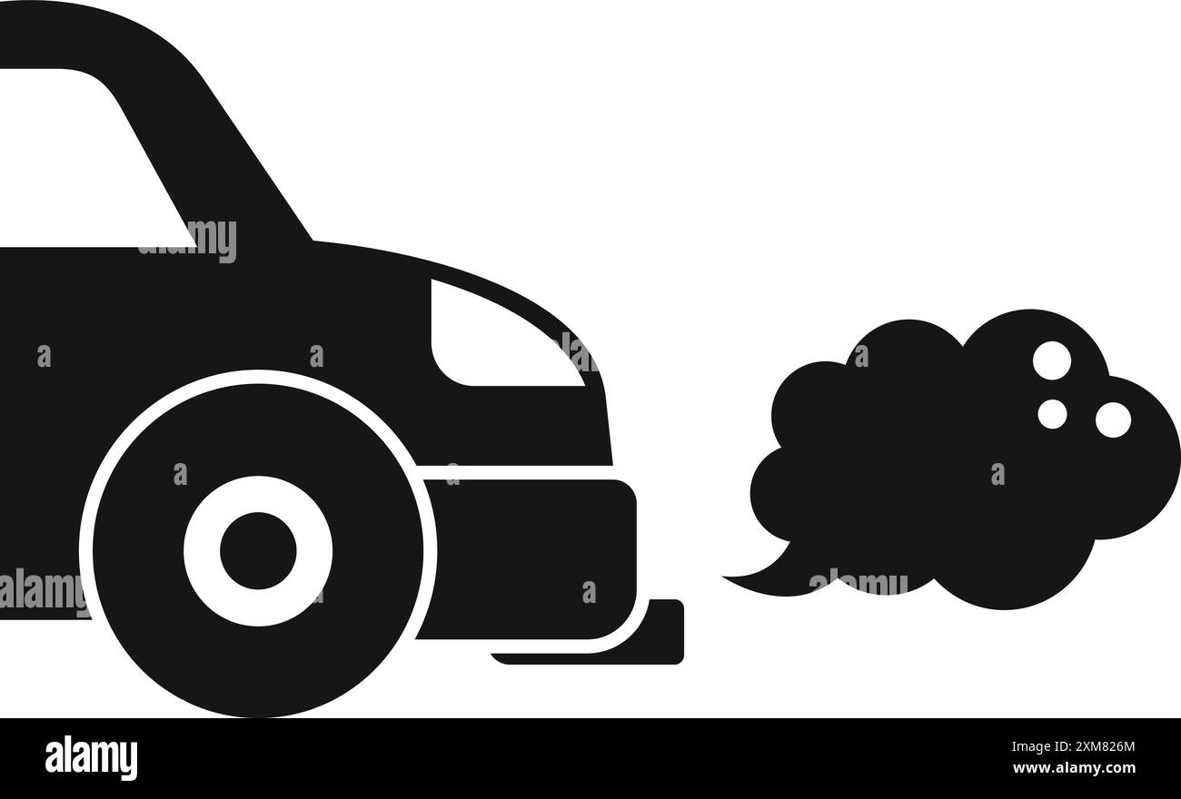 Schwarze Silhouette eines Autos, das Schadstoffabgase ausstößt Stock Vektor