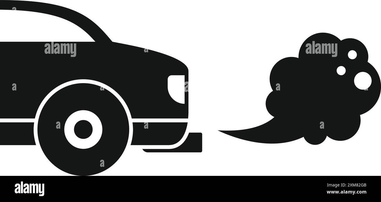 Einfaches Symbol für ein Fahrzeug, das die Luft durch Abgasemissionen verschmutzt Stock Vektor