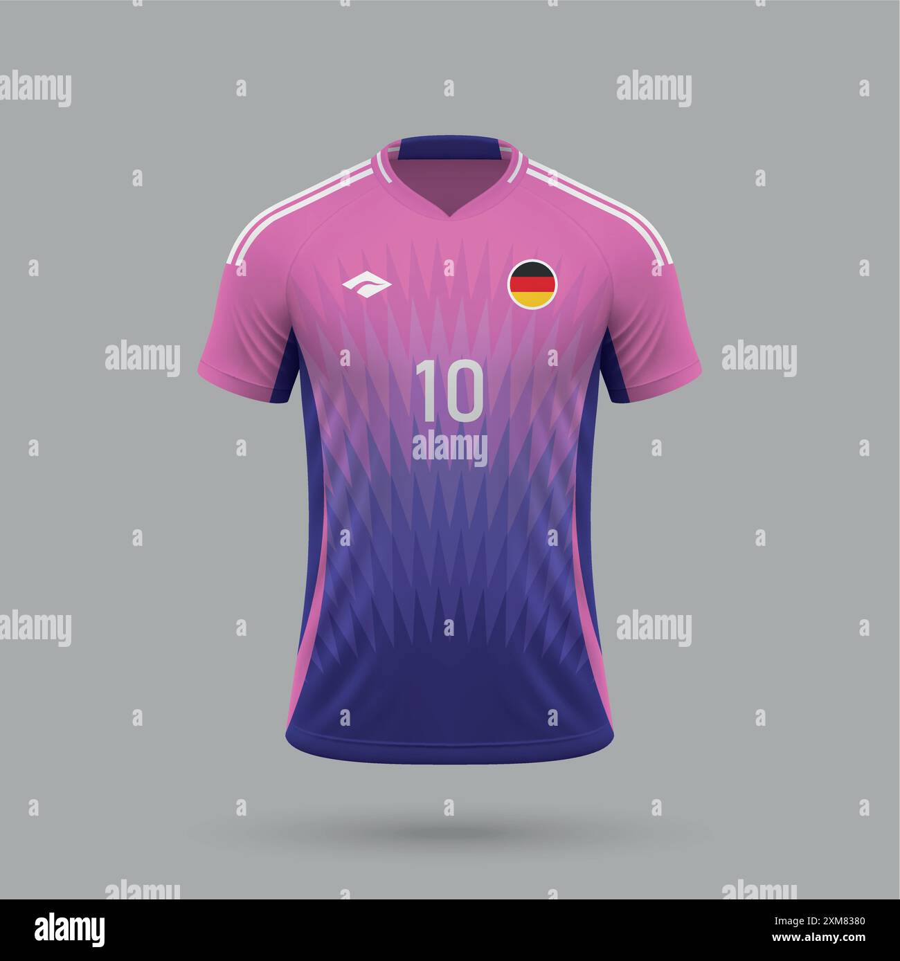 3D realistisches Fußball Auswärtstrikot Deutschland Nationalmannschaft, Trikot Vorlage für Fußballtrikot 2024 Stock Vektor