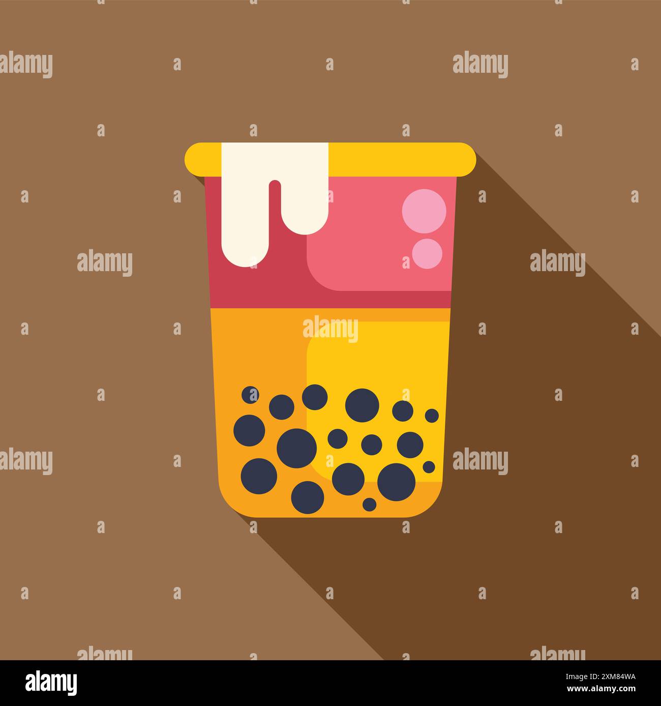 Erfrischende Illustration eines Bubble Teegetränks mit Tapioka-Perlen am Boden der Tasse Stock Vektor