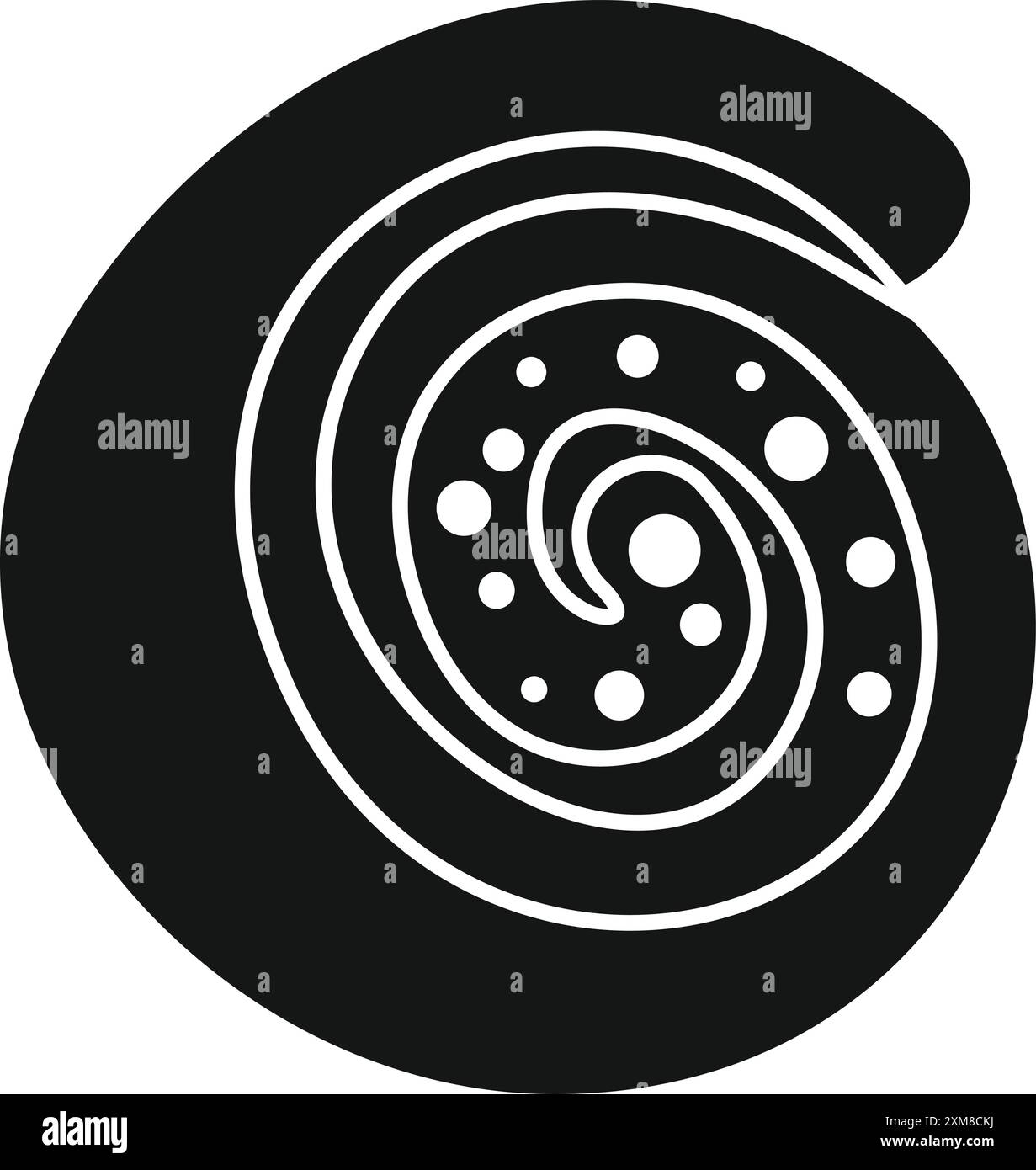 Die schwarz-weiße Spiralform erzeugt mit ihren konzentrischen Kreisen einen hypnotischen Effekt Stock Vektor