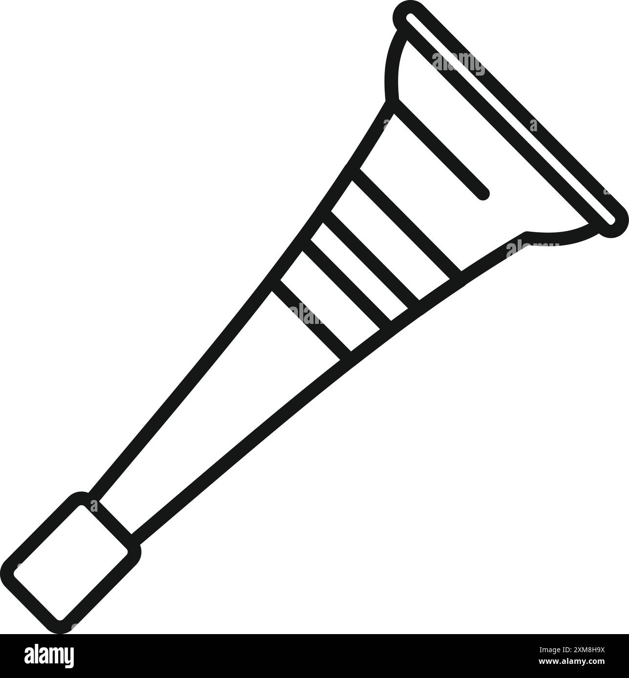 Einfaches Strichsymbol für ein Vuvuzela-Horn, das während eines Spiels oder Spiels geblasen wird Stock Vektor