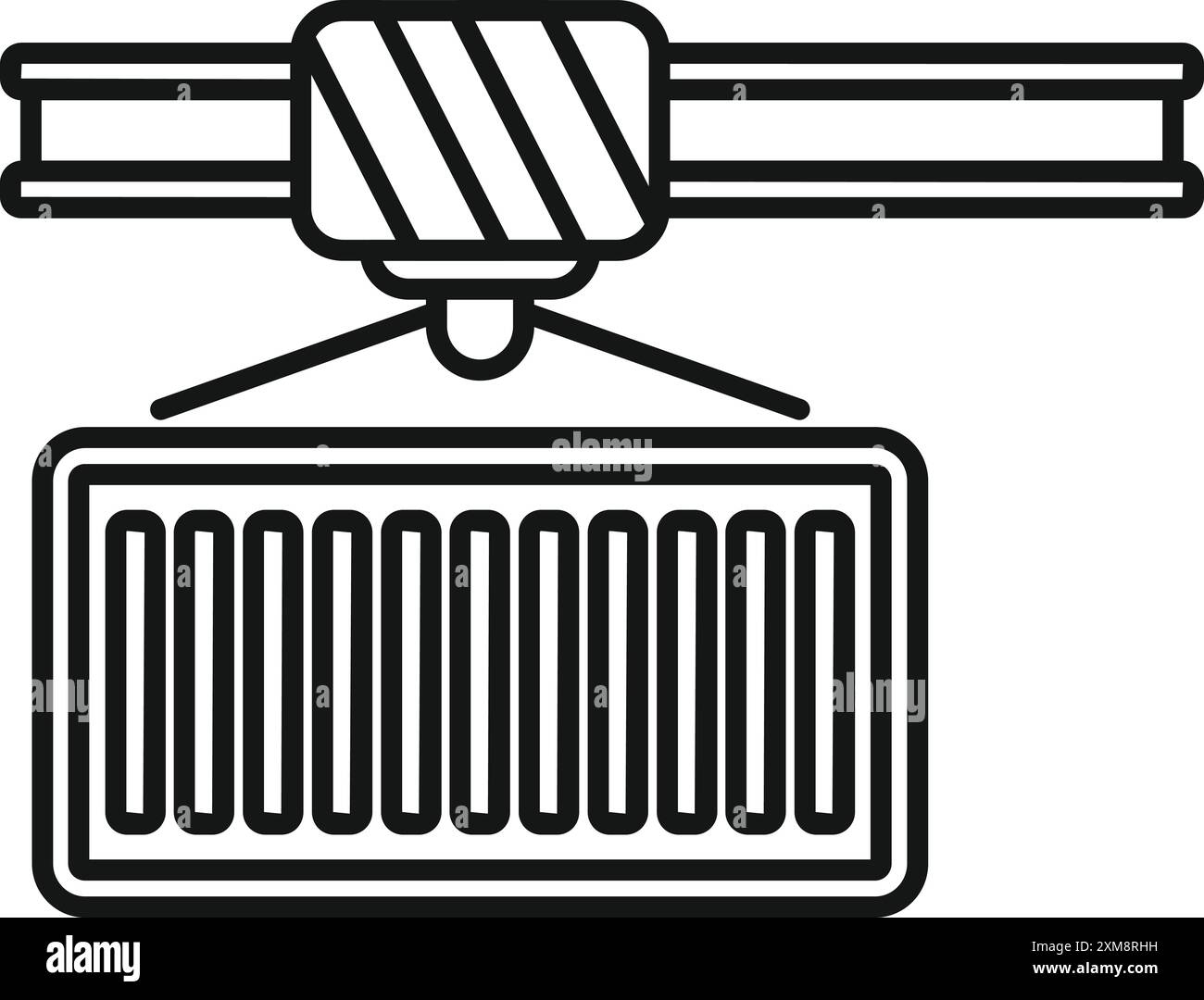 Symbol für Hebebehälter, Transportcontainer, Frachtcontainer, Industriegeräte, Logistik und Transport Stock Vektor