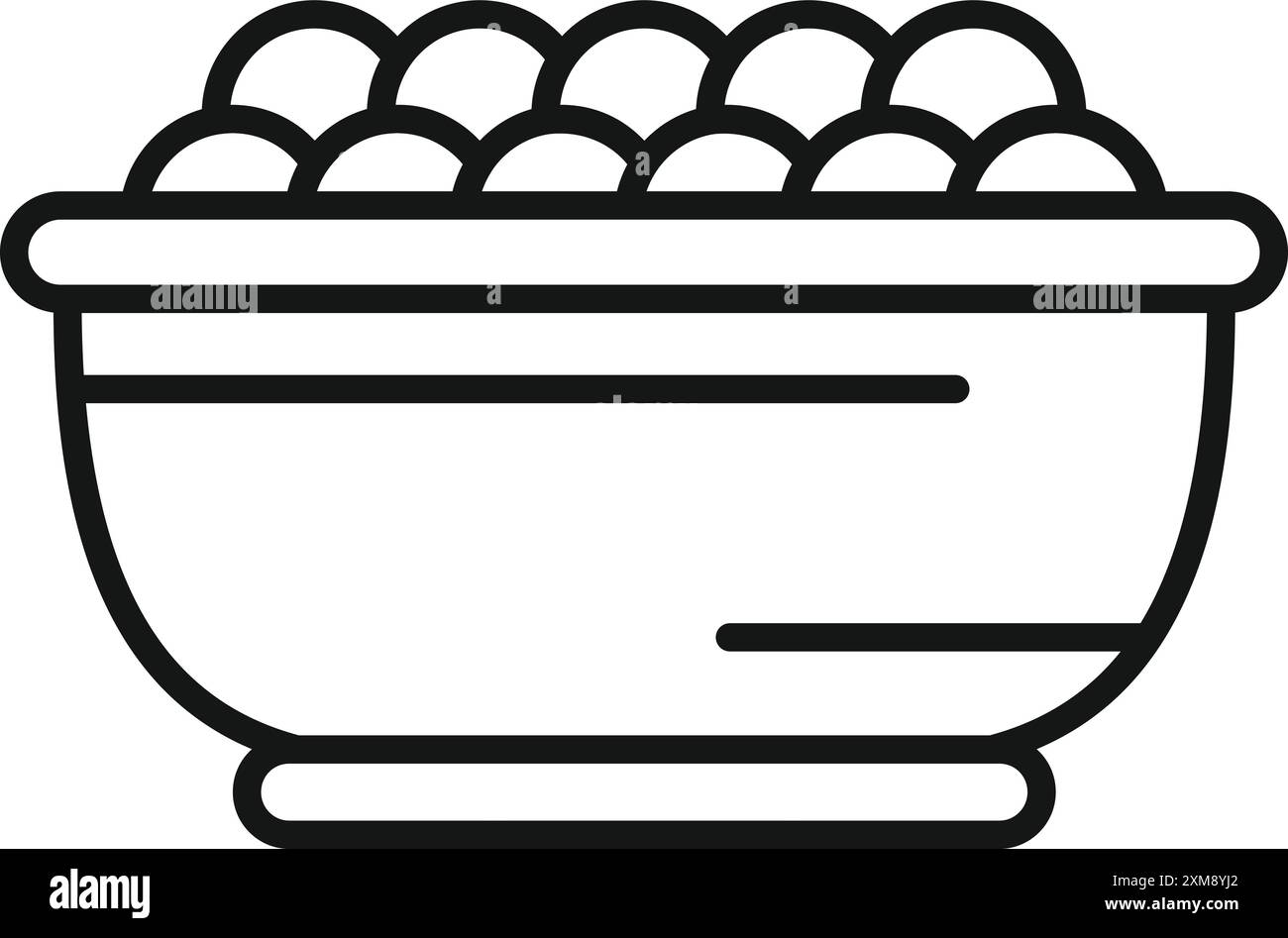 Line-Art-Symbol einer Schüssel voller runder Süßigkeiten, perfekt für Projekte zu halloween, Trick oder Treatment oder das Teilen von Süßigkeiten Stock Vektor