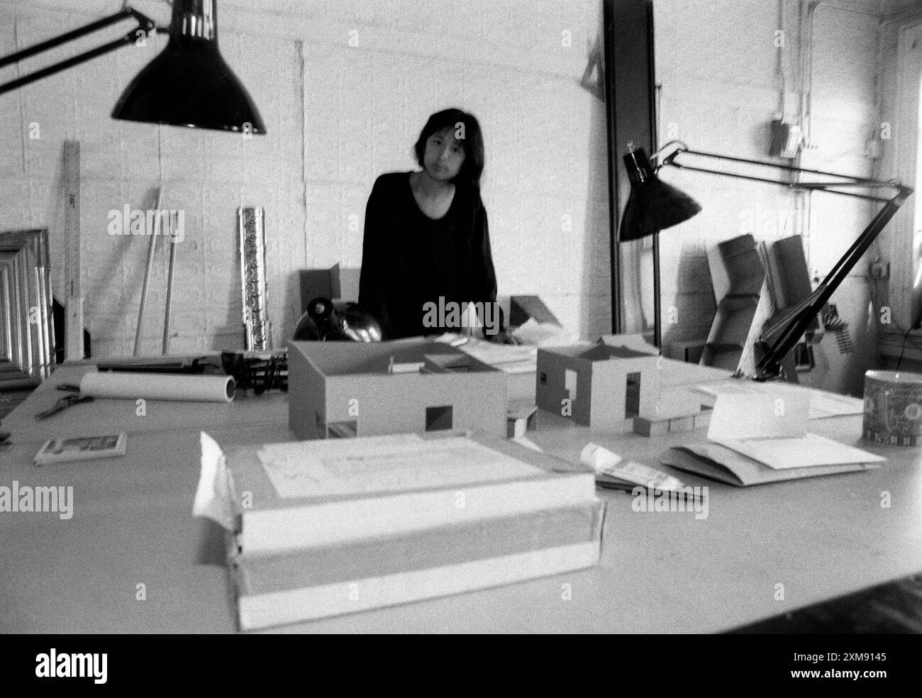 Die Architektin Maya Lin in ihrem Atelier am 1. April 1994. (© Frances M. Roberts) Stockfoto