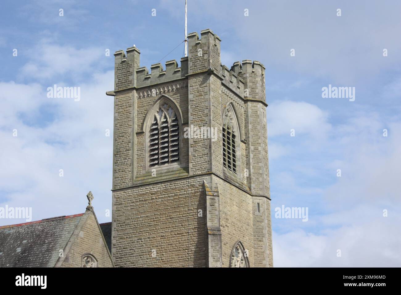 Der Turm der St. Michael's Church in Aberystwyth, Wales, Großbritannien Stockfoto