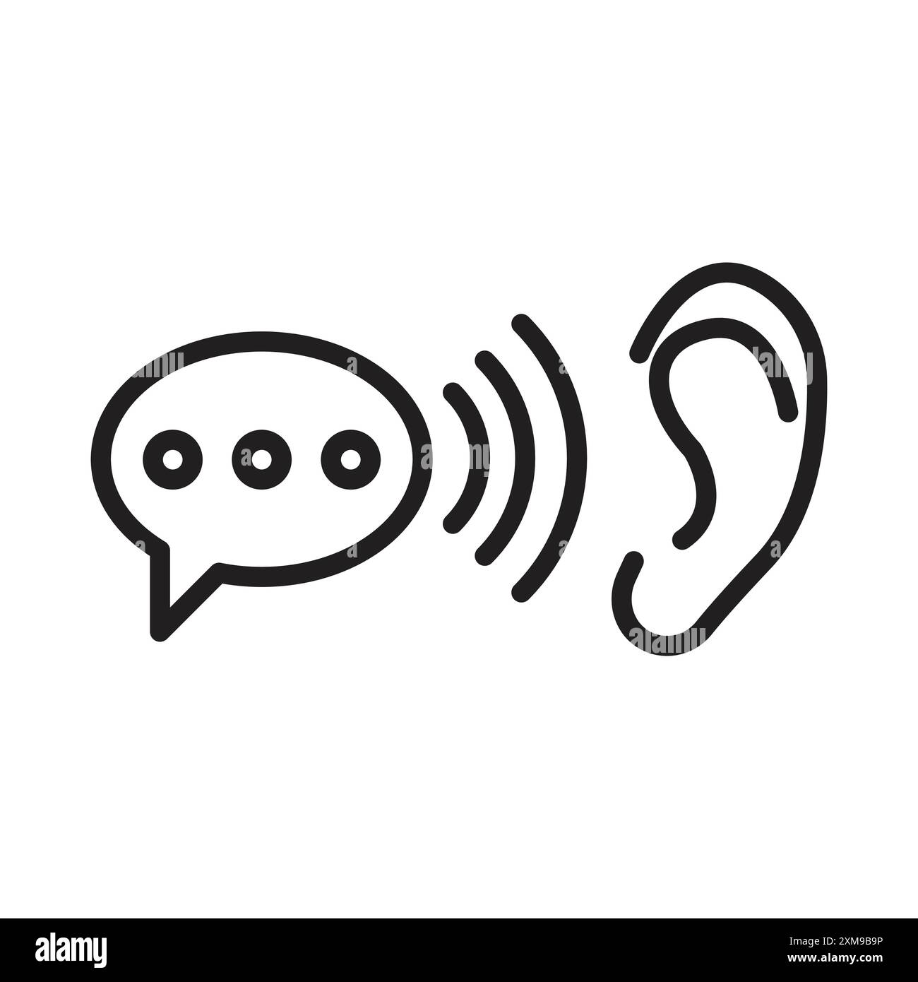 Active Listening Symbol Linear-Logo-Set-Kollektion in Schwarz-weiß für Web Stock Vektor