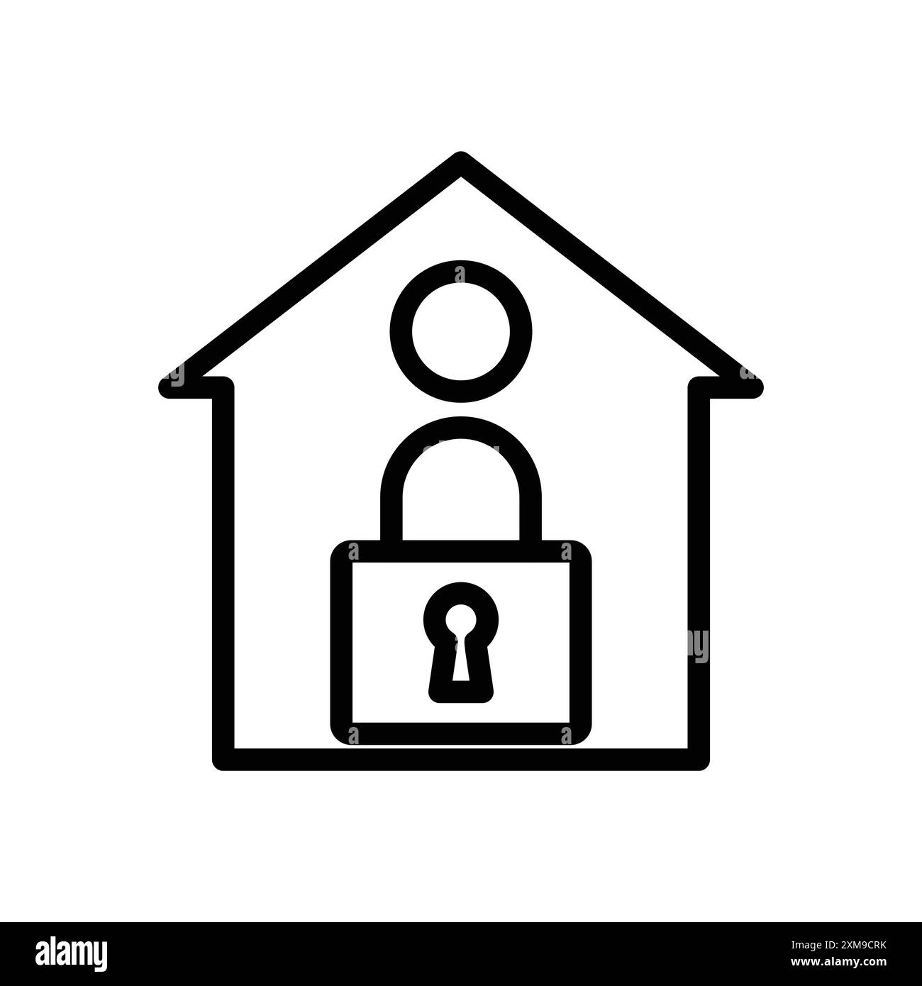 Home Security Icon Linear-Logo-Set-Kollektion in Schwarz-weiß für das Web Stock Vektor