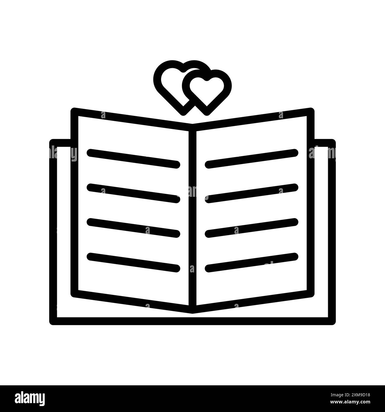 Love Story Icon Set mit linearen Logomarken in Schwarz und weiß für Web Stock Vektor