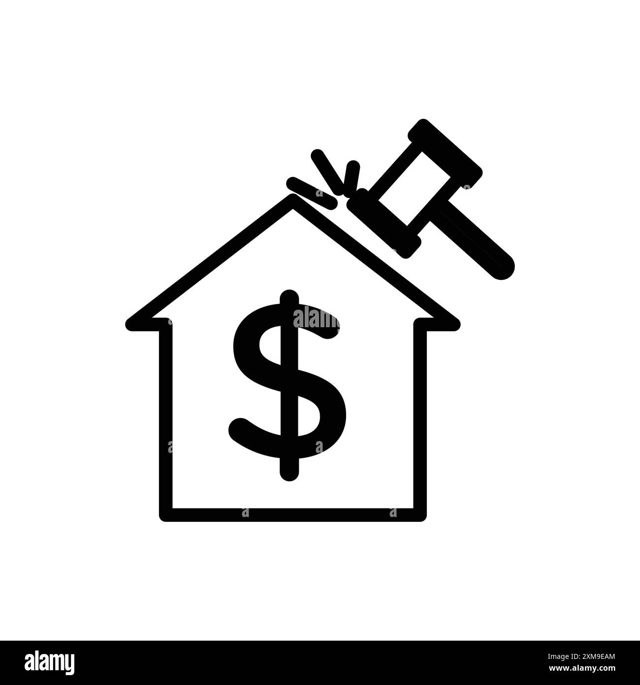 Real Estate Auction Icon – Linear-Logo-Set-Kollektion in Schwarz-weiß für Web Stock Vektor