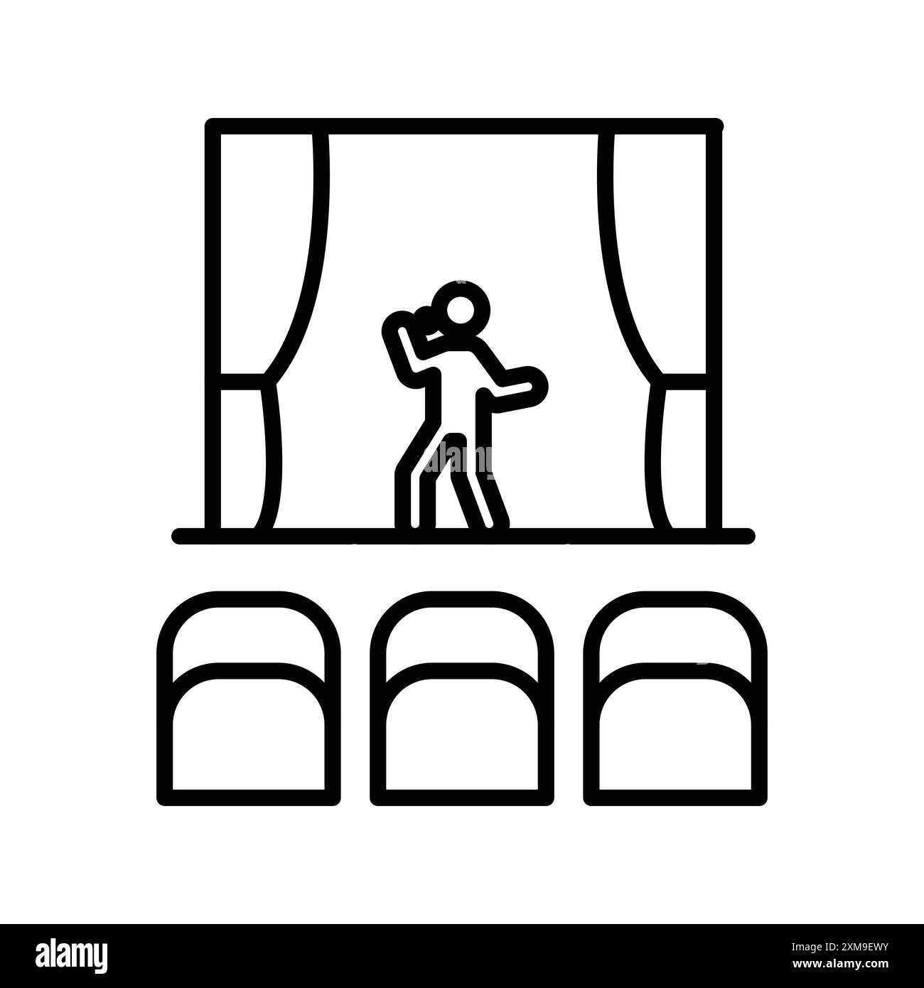 Lineare Logo-Set-Kollektion in Schwarz-weiß für Web-Zwecke im Stand-Up- und Theater-Show-Design Stock Vektor