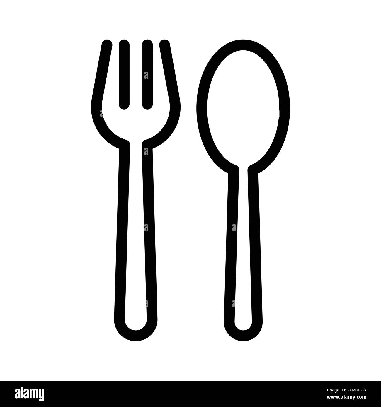 Löffel und Gabel Icon – lineare Logo-Set-Kollektion in Schwarz-weiß für Web-Zwecke Stock Vektor