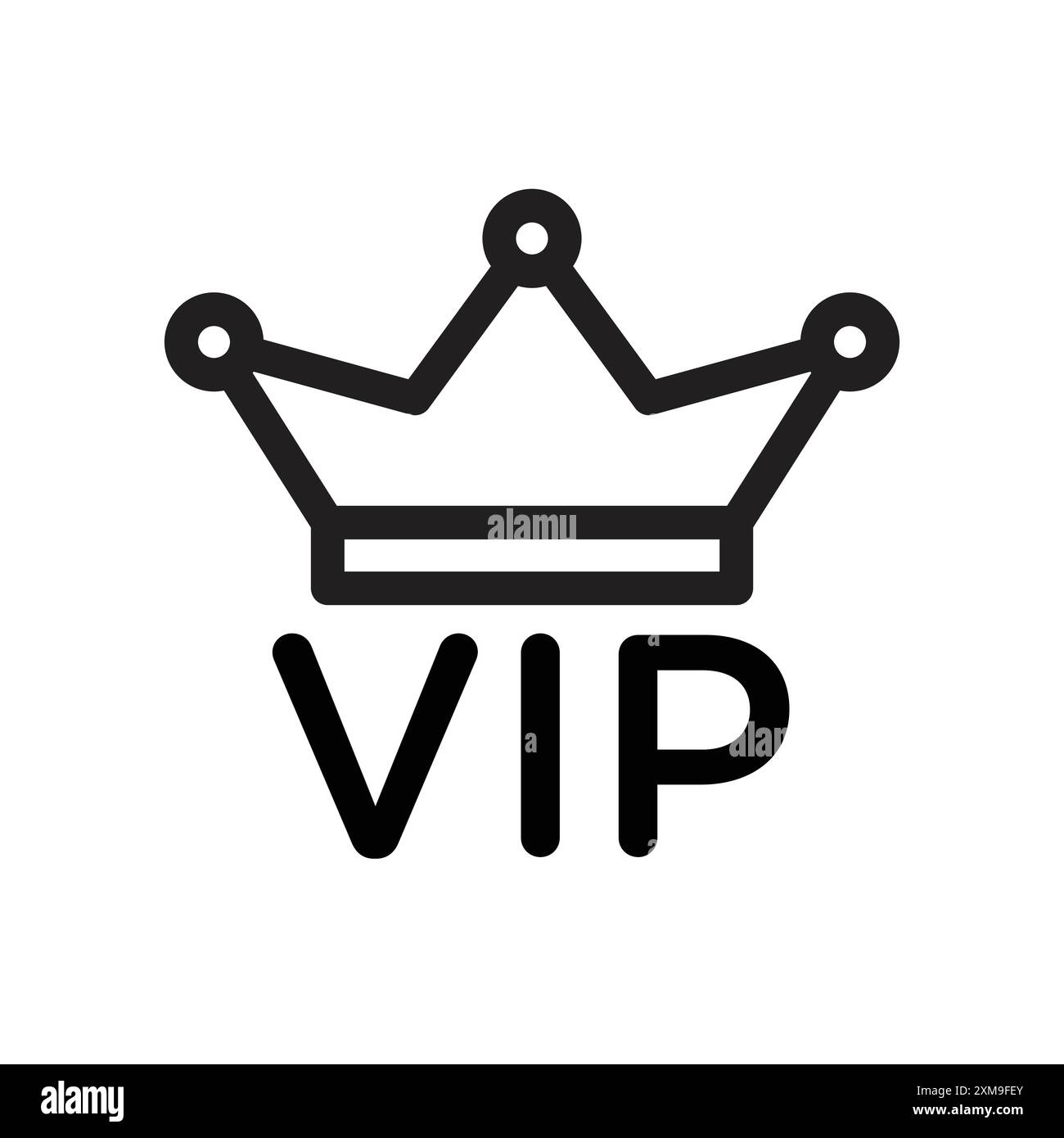 Set aus VIP-Text mit linearem Logo-Schriftzug in Schwarz und weiß für Web Stock Vektor