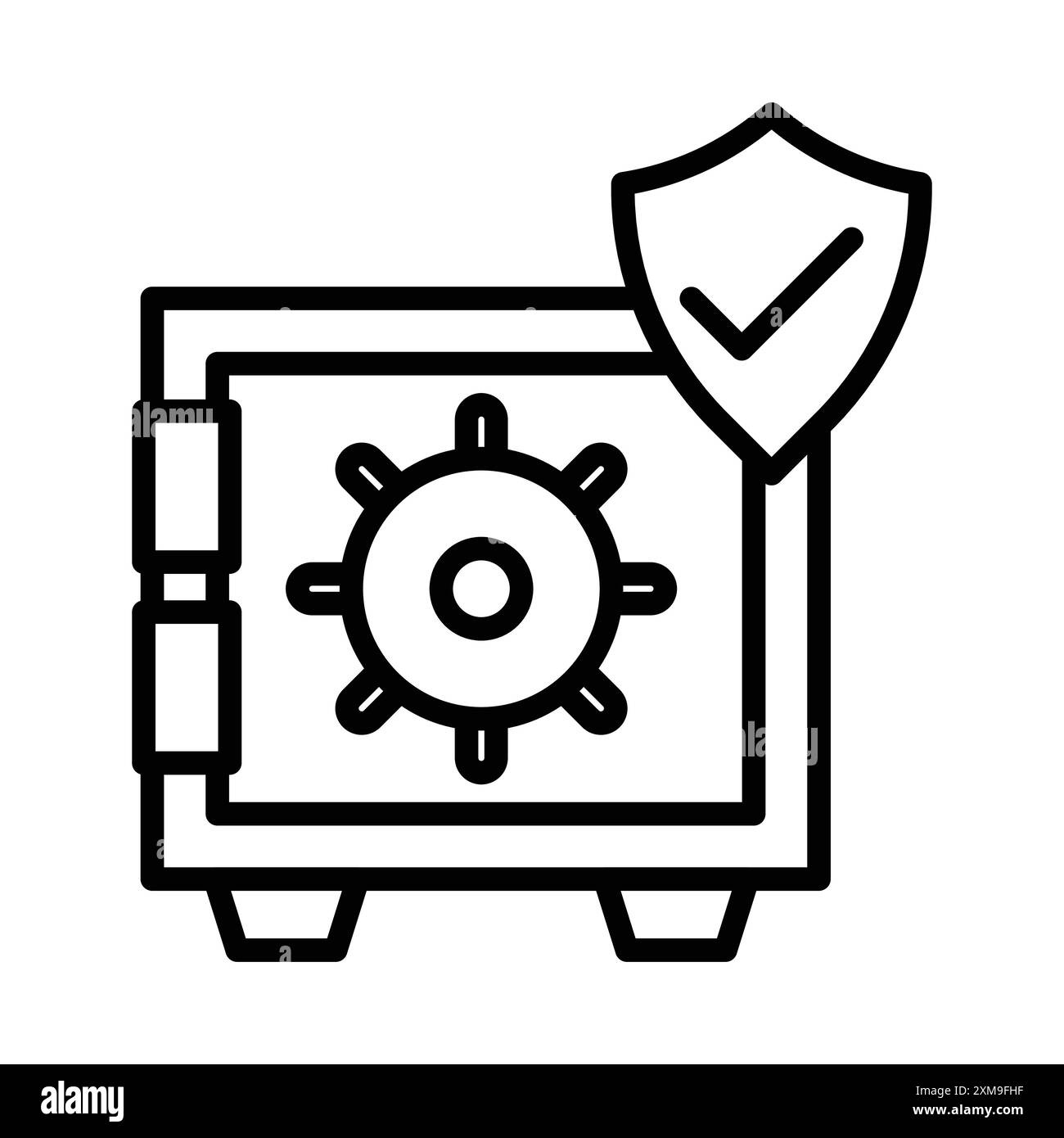 Safe Vault Box Symbol lineare Logo-Set-Kollektion in Schwarz-weiß für Web Stock Vektor