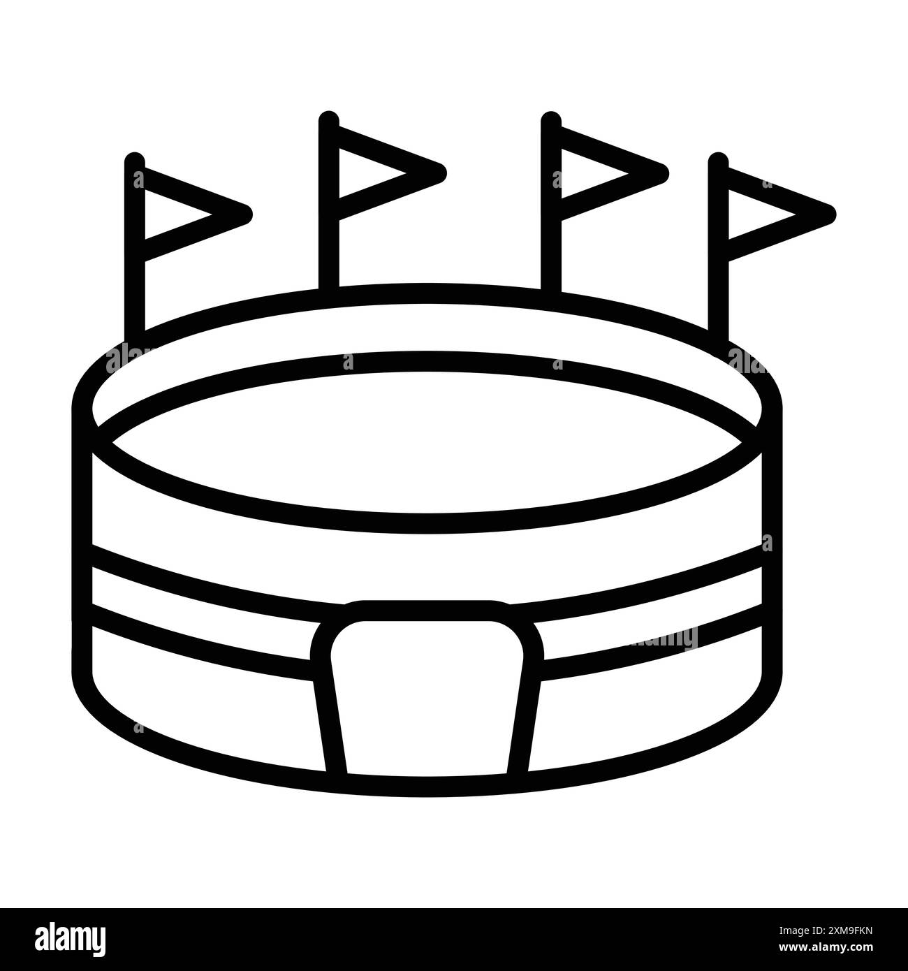 stadion Icon – lineare Logo-Set-Kollektion in Schwarz-weiß für Web-Zwecke Stock Vektor