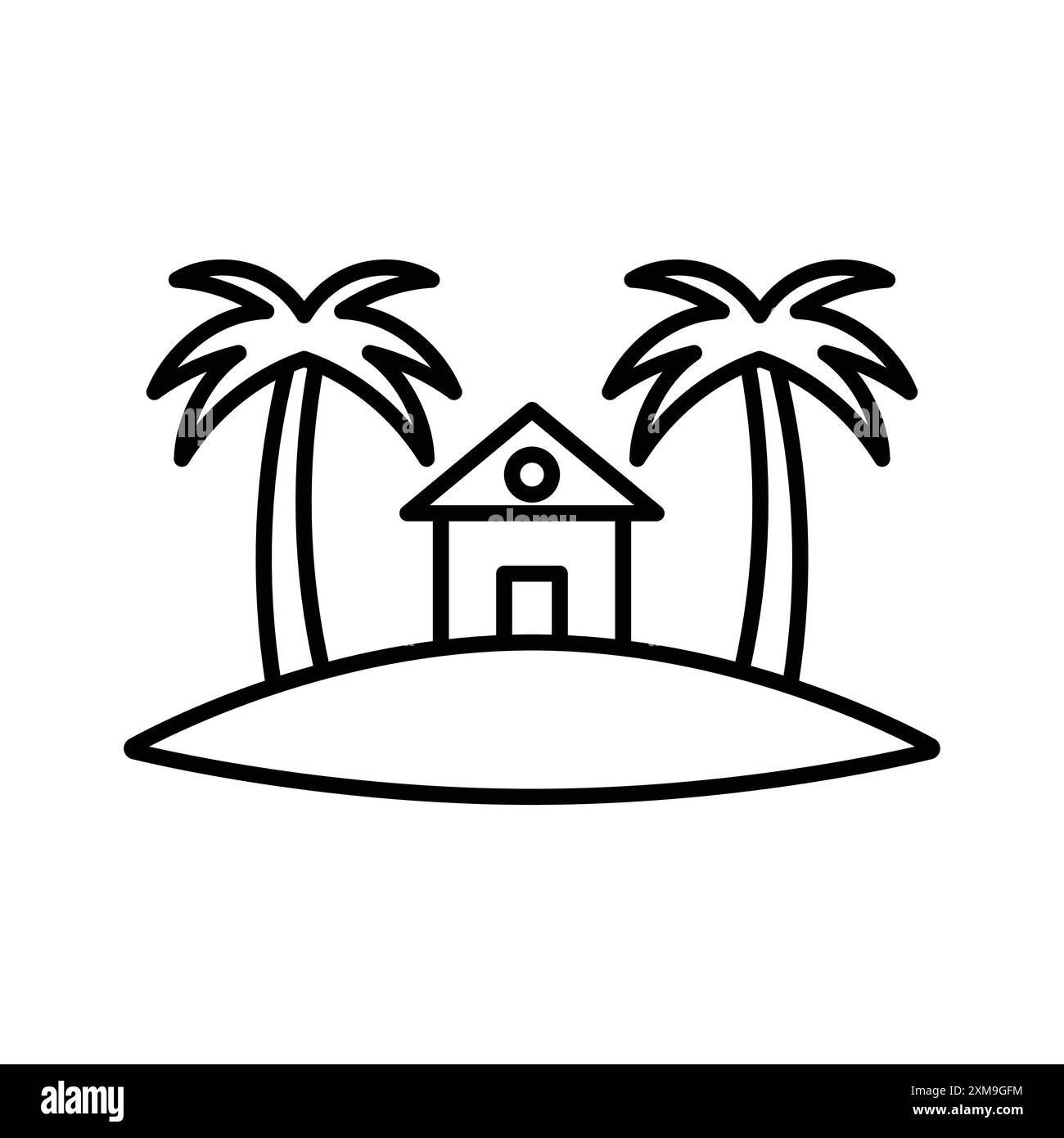 Tropical isle Resort Icon SET-Kollektion mit linearem Logo in Schwarz und weiß für Web Stock Vektor