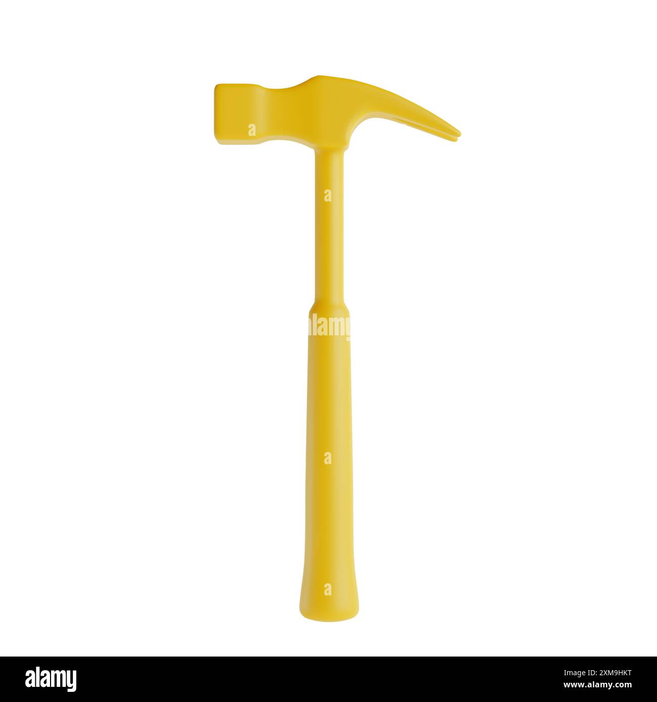 Gelber Hammer im Tonstil auf weißem Hintergrund. 3D-Rendering Stockfoto