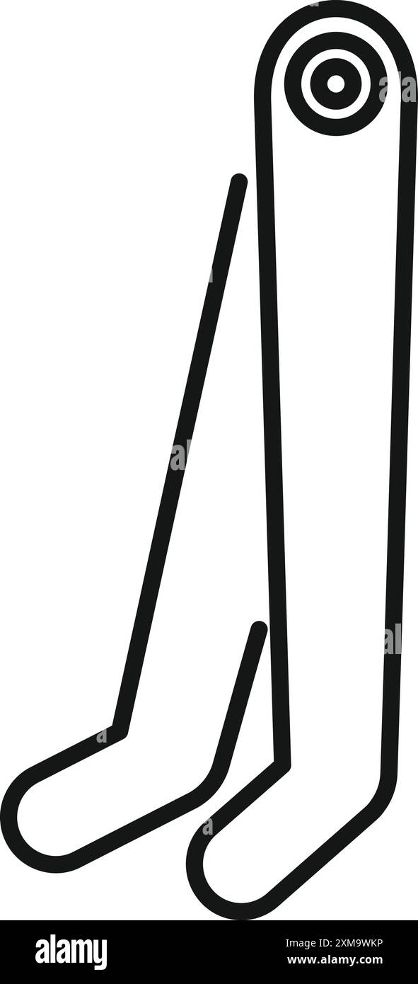 Linienzeichnung einer Fahrradgabel, die ein wesentliches Element für die Dämpfung von Stößen und eine komfortable Fahrt auf unebenem Gelände ist Stock Vektor