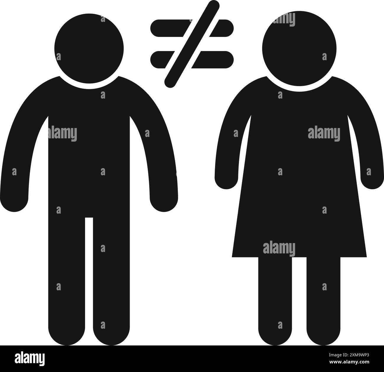 Schwarz-weiß-minimalistische Grafik, die das Konzept der Geschlechterungleichheit zeigt Stock Vektor