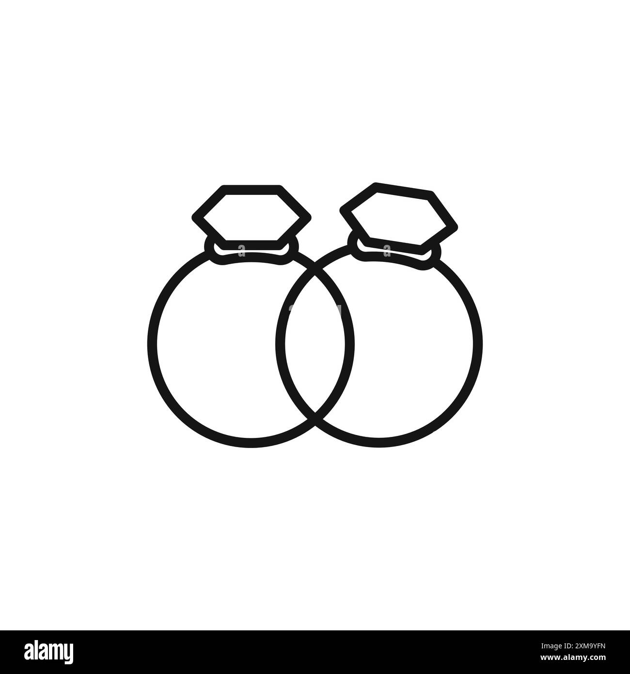 Symbol für „Couple Ring“-Kollektion oder Set in Schwarz-weiß-Umrisse Stock Vektor