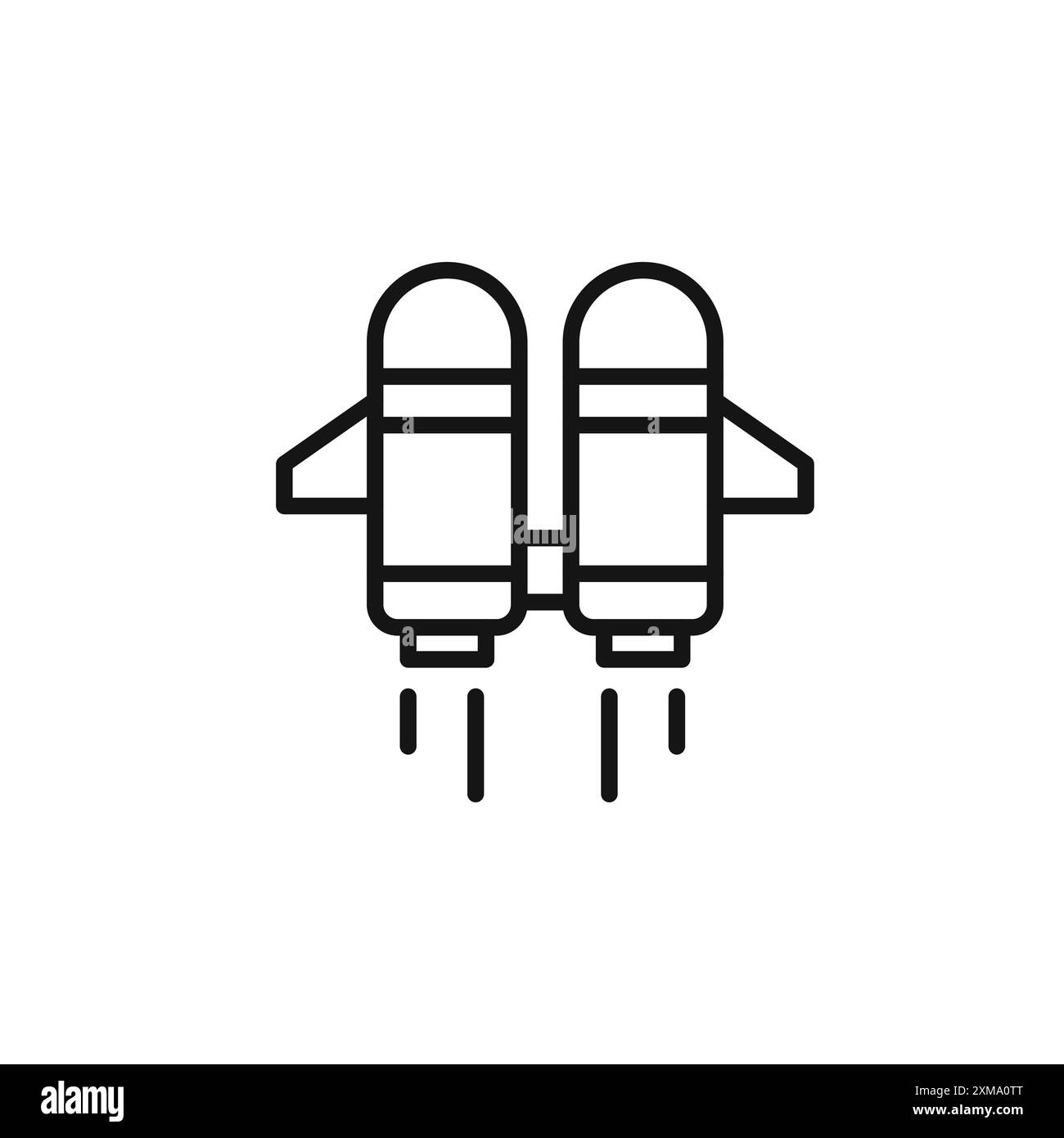 Jet Pack Icon Outline Kollektion oder Set in Schwarz-weiß-Kontur Stock Vektor