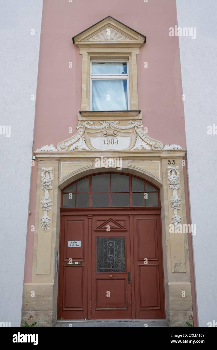 Hauseingang Baujahr 1905, Jugendstil, Bamberg, Oberfranken, Bayern, Deutschland Stockfoto