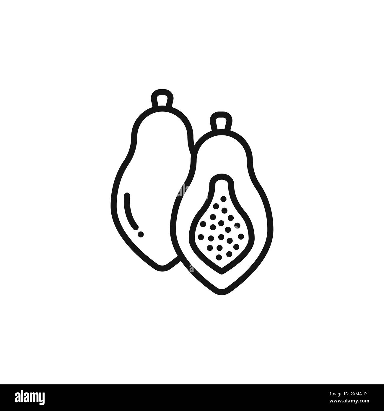 Papaya Icon Outline Kollektion oder Set in Schwarz-weiß-Kontur Stock Vektor