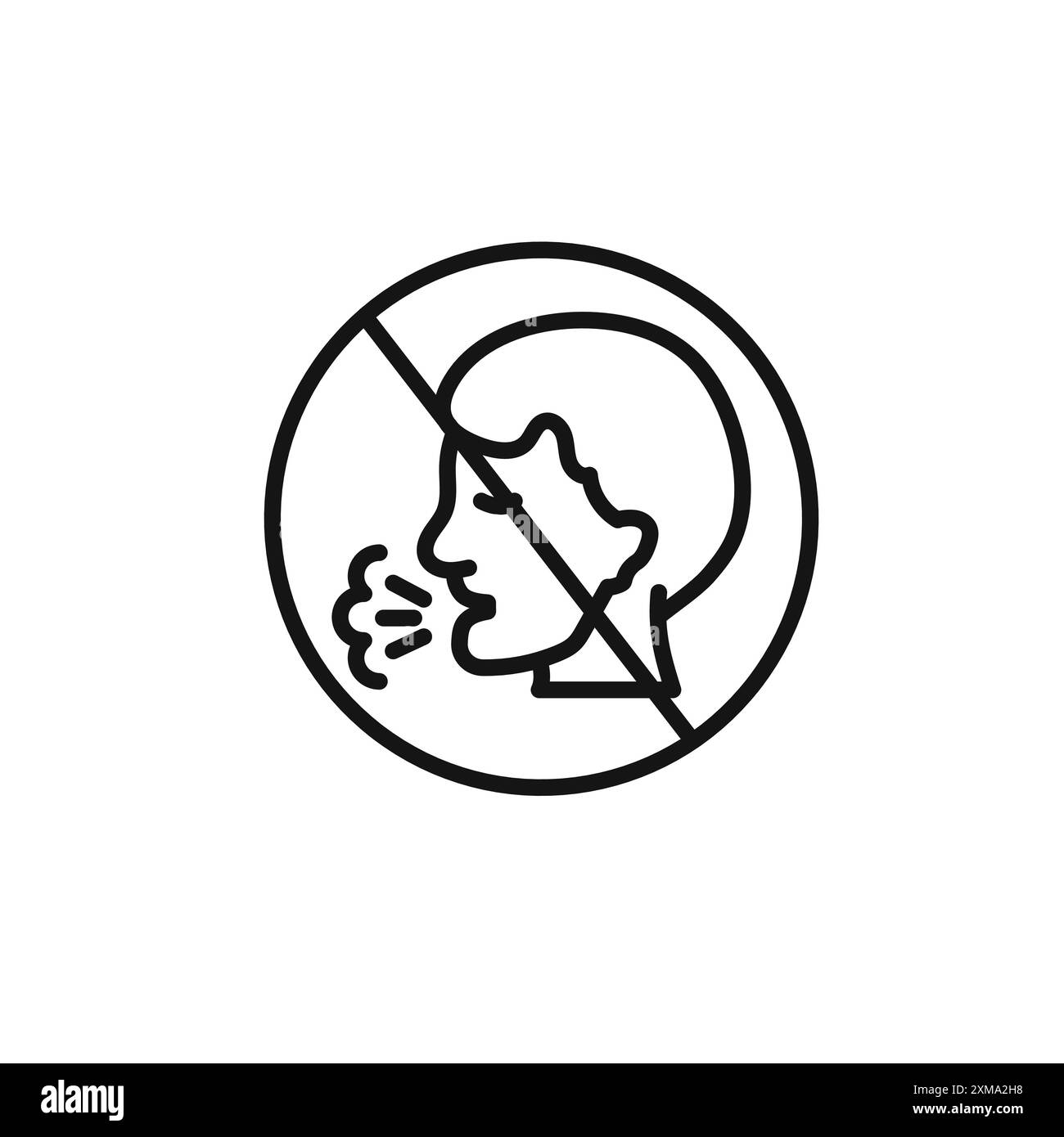 Keine Husten-Symbol-Kollektion oder Set in Schwarz-weiß-Umrandung Stock Vektor