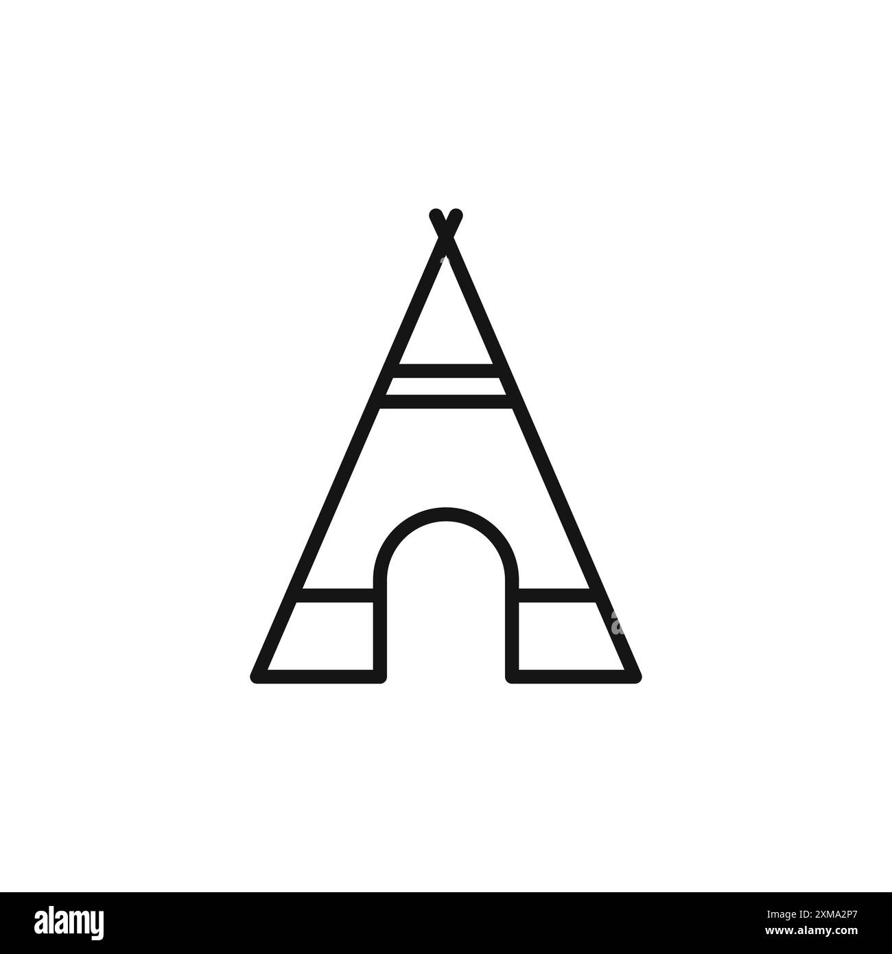 Tipi Icon Outline Kollektion oder Set in Schwarz-weiß-Kontur Stock Vektor