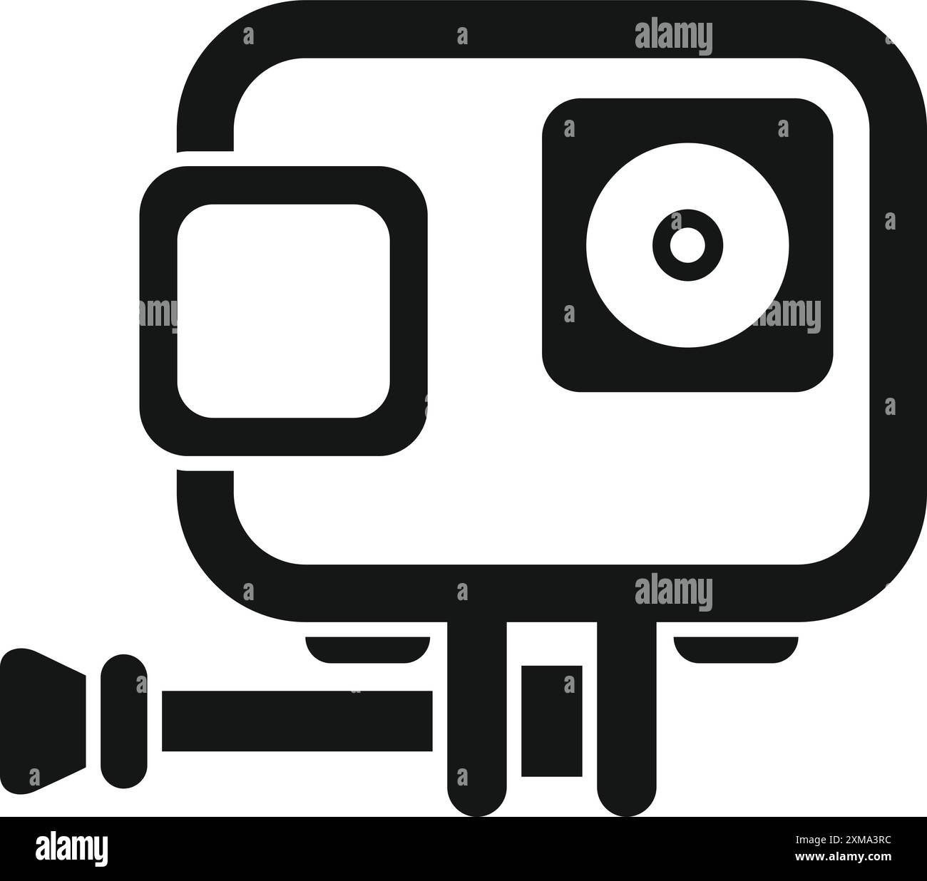 Action-Kamera auf einem Stativ, bereit für aufregende Momente Stock Vektor
