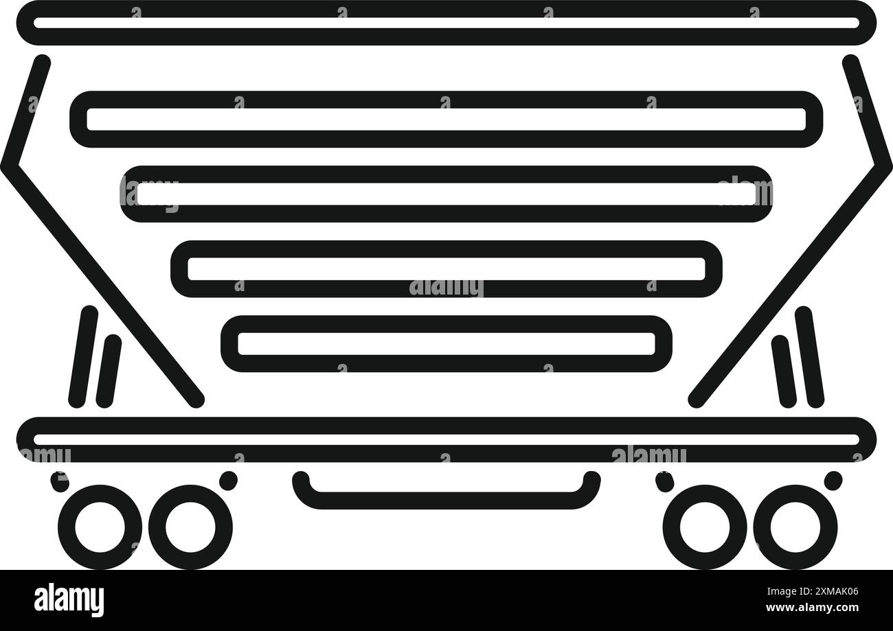 Leerer Bergwerkswagen, der auf Schienen steht und darauf wartet, mit Kohle beladen zu werden Stock Vektor