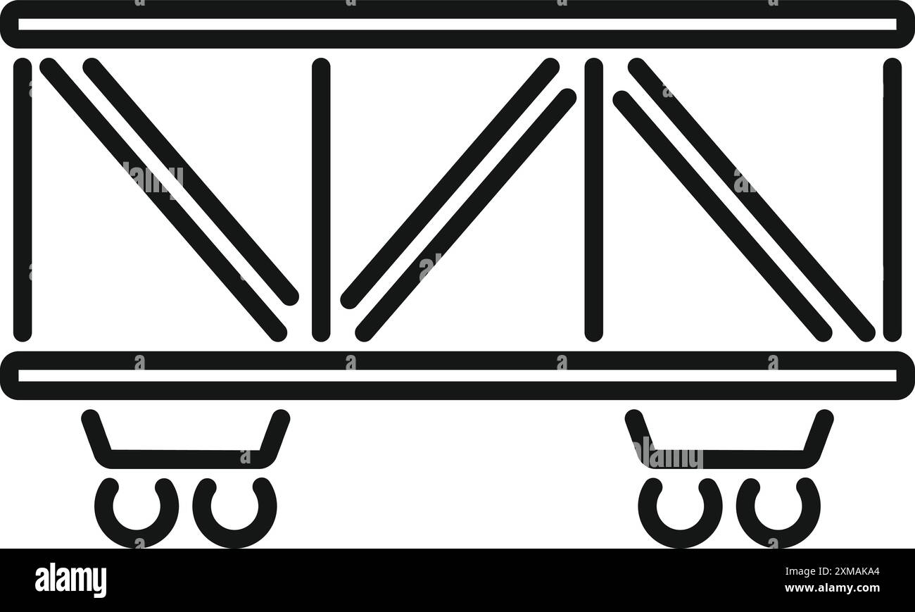 Leerer Zugwagen wartet auf Verladung auf Schienen, Symbol für Eisenbahntransport Stock Vektor