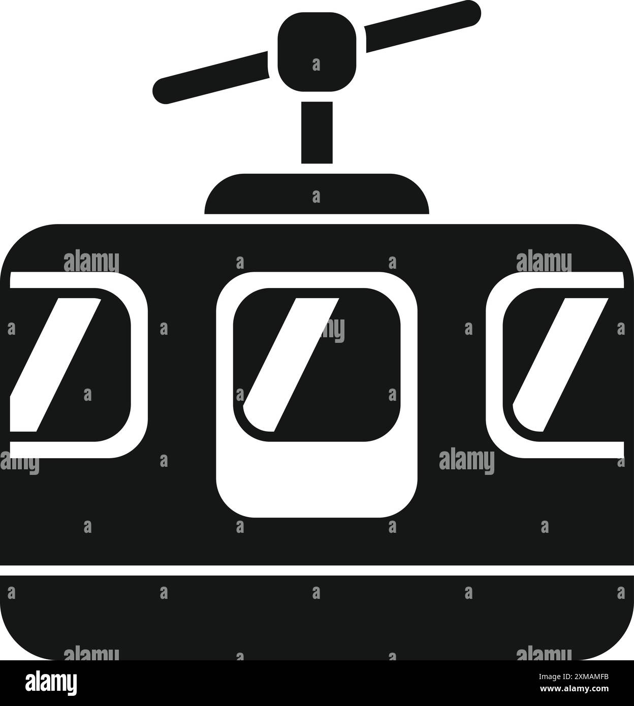 Schwarze Silhouette eines Standseilbahnwagens, der einen Berg hinauffährt Stock Vektor