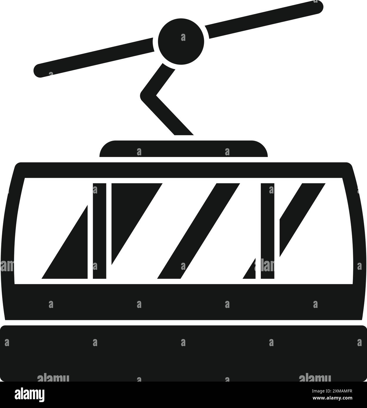 Die Seilbahn bringt die Skifahrer auf einen Berg hinauf zur Spitze der Pisten für einen Tag voller Wintersport Stock Vektor