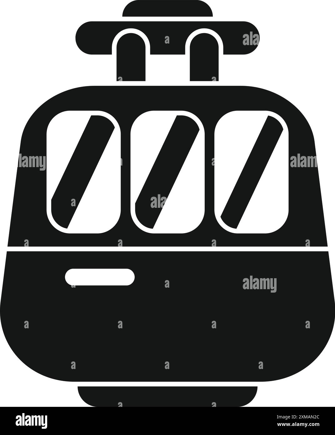 Schwarze Silhouette einer Seilbahn, die den Berg hinauffährt Stock Vektor