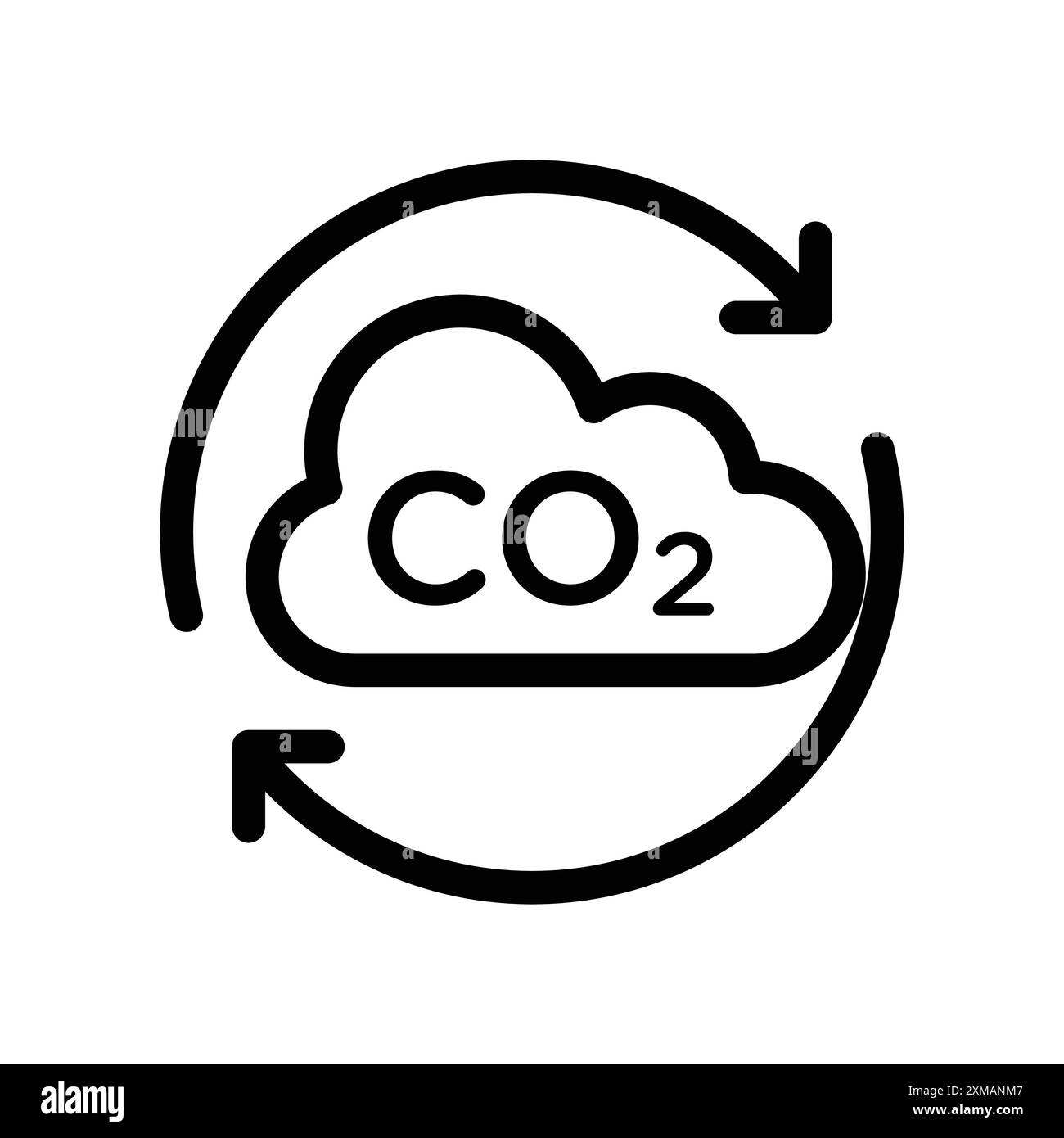 co2 Gas Kohlendioxid Symbol lineare Logomarke Set Kollektion in Schwarz-weiß für Web Stock Vektor