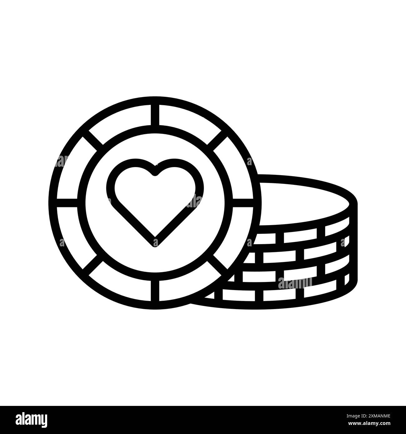 Online-Kollektion mit linearen Logomarken für Casino Chips Icon in Schwarz-weiß für das Web Stock Vektor