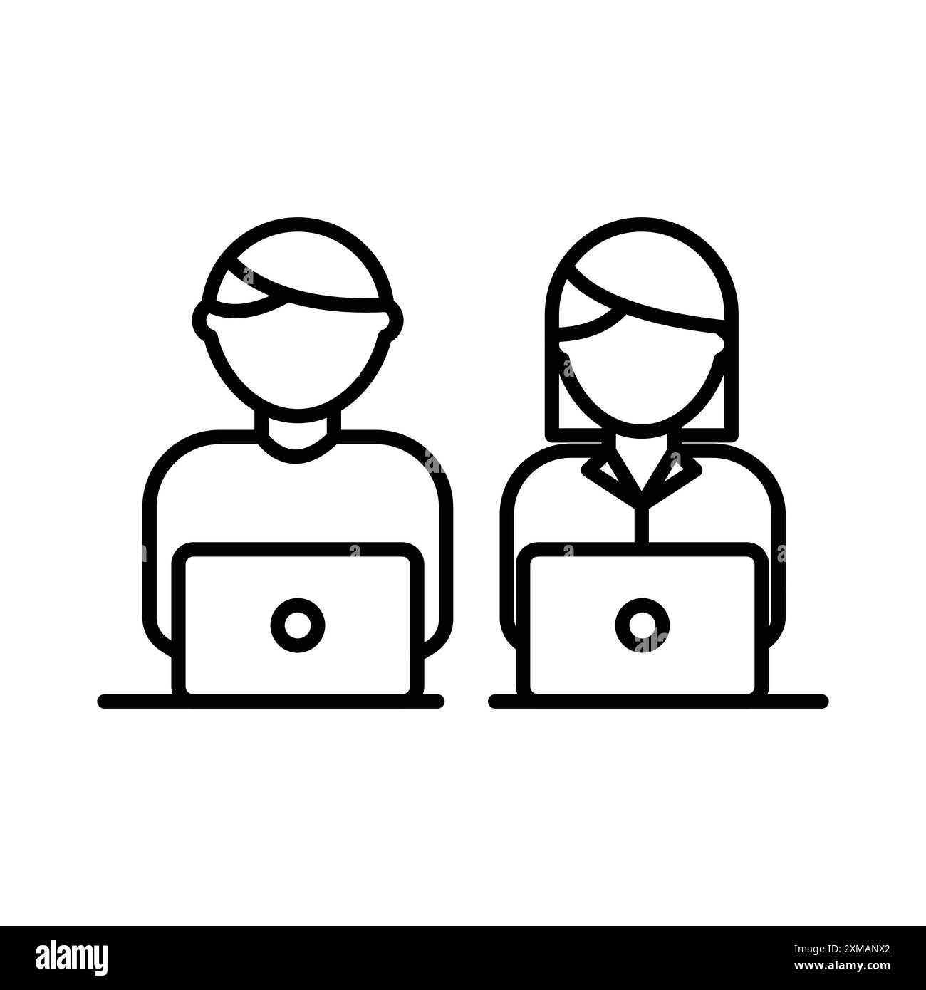 Coworking Icon Linear-Logo-Set-Kollektion in Schwarz-weiß für Web Stock Vektor