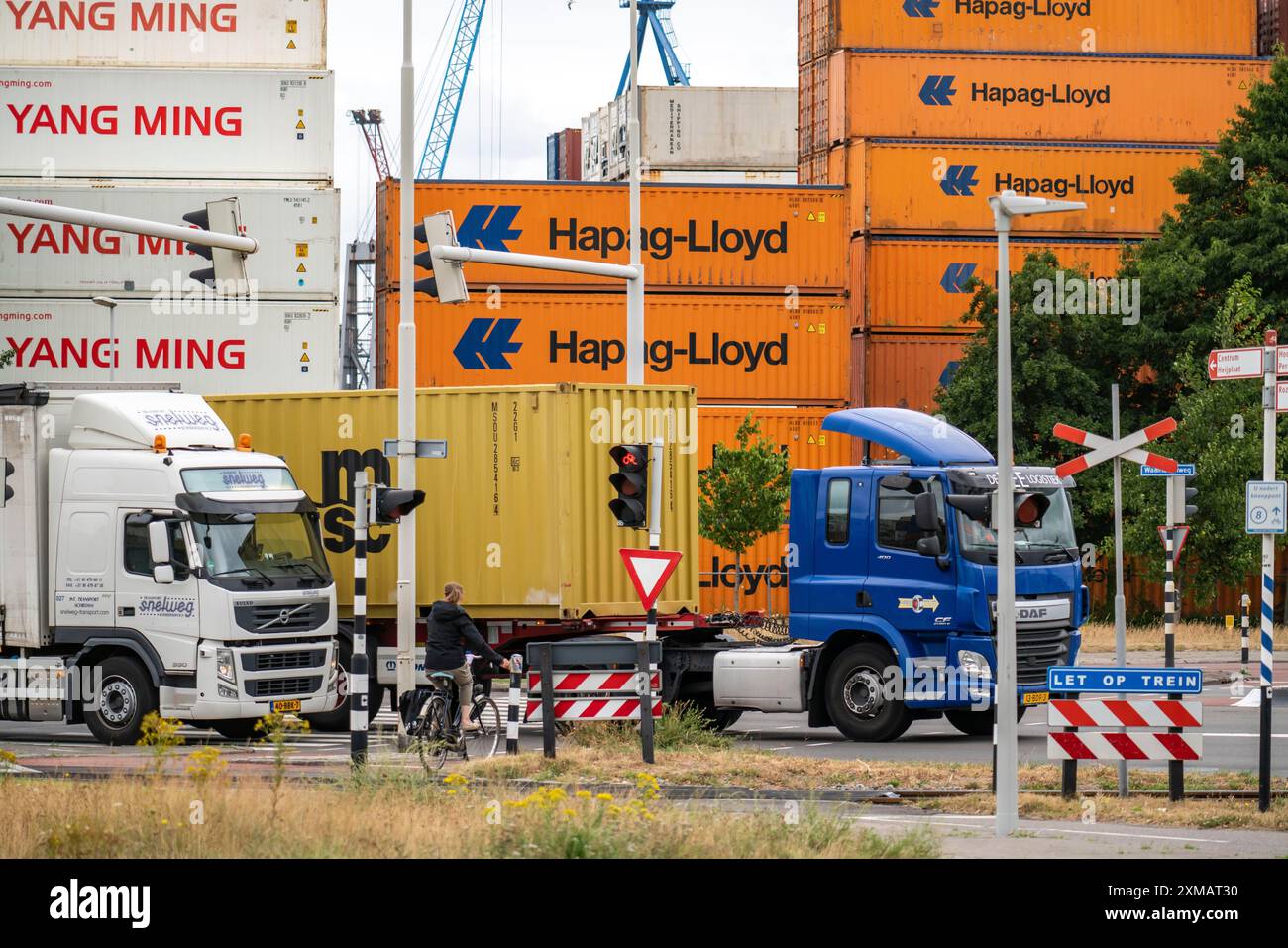 Europoort Hafen, Waalhaven Area, großer Containerstapel, Lager, RST Container Terminal, Rotterdam, Niederlande Stockfoto