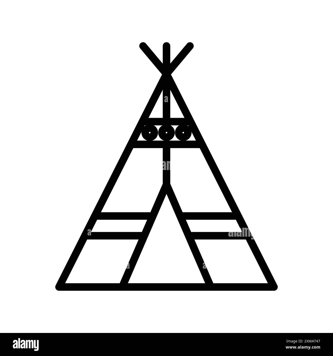 Set mit linearen Logomarken für Tipi Icon in Schwarz und weiß für Web Stock Vektor
