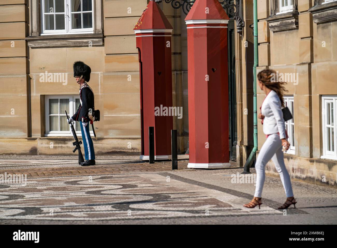 Schloss Amalienborg, Königliche Lebenswächter, Garde, Kopenhagen, Dänemark Stockfoto