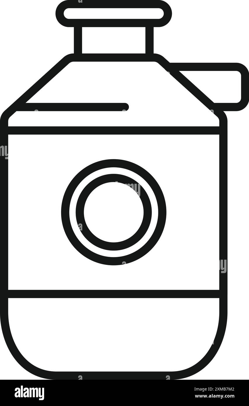 Einfache schwarz-weiße Illustration einer Wasserflasche, perfekt für die Darstellung von Hydration und gesundem Leben Stock Vektor