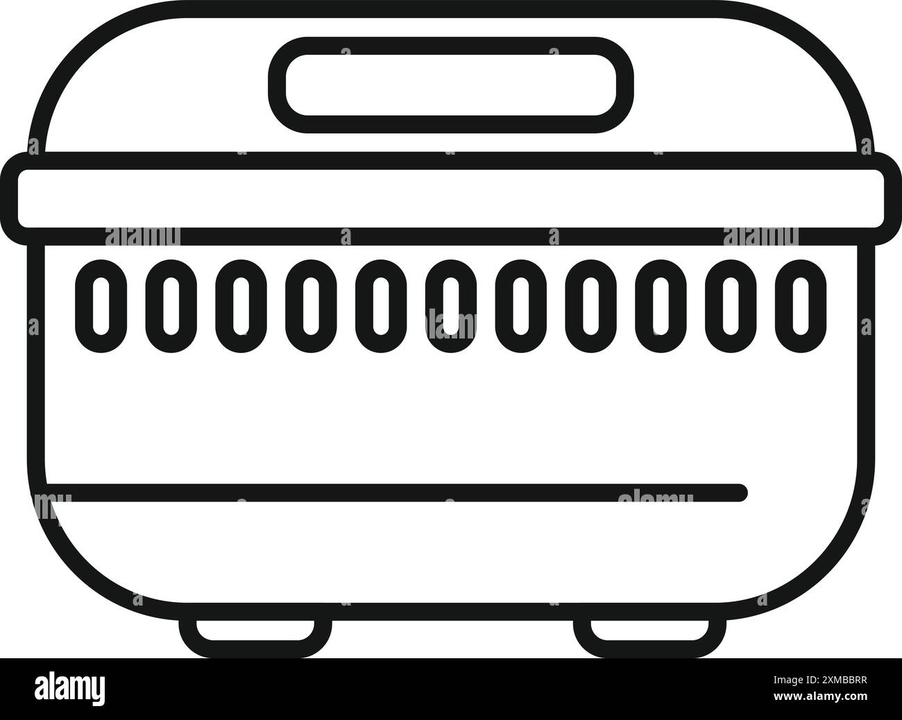 Strichzeichnung eines Lebensmittelbehälters aus Kunststoff mit digitaler Anzeige, die die Zahl Null zehnmal wiederholt Stock Vektor