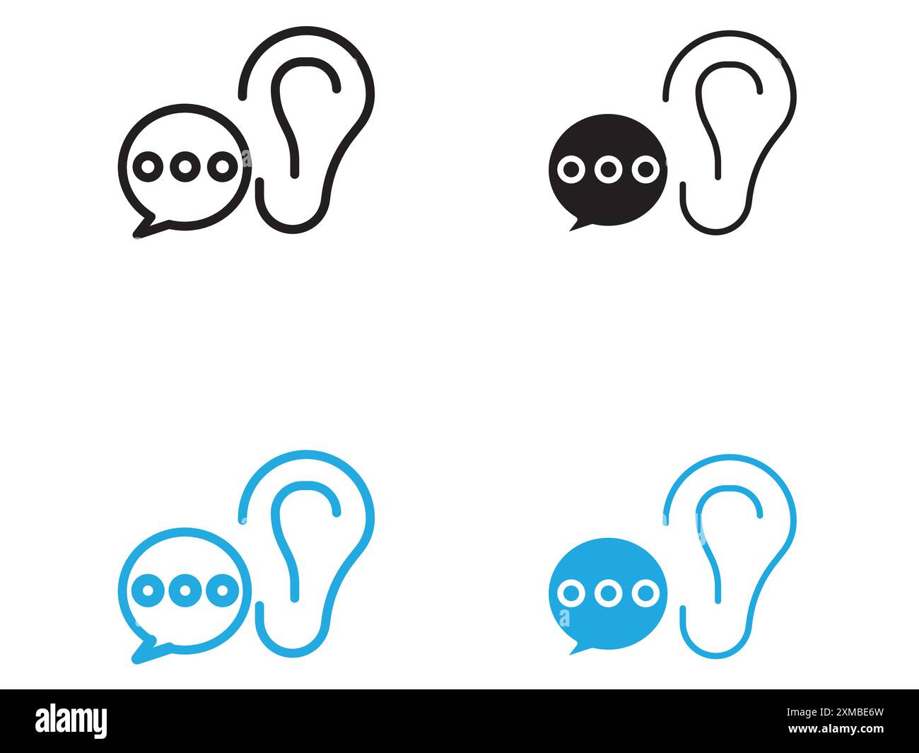Active Listening Symbol Vektorlinie Logomarke oder Symbolsatz Konturstil der Kollektion Stock Vektor